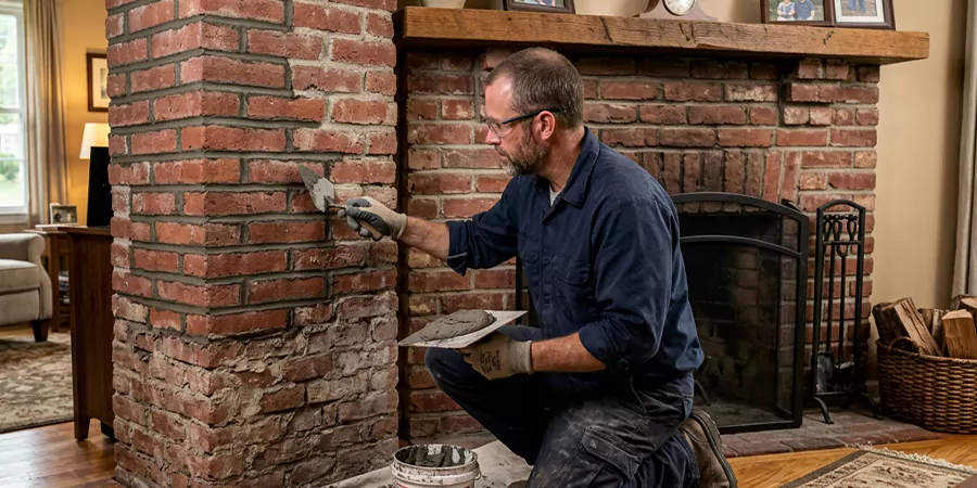 Repointing Brick Fireplace Kyle