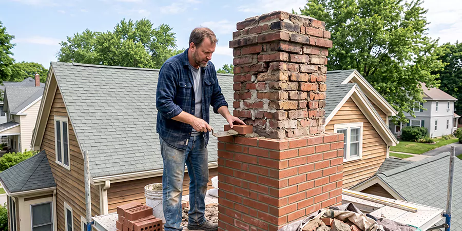 Old and Crumbling Brick Chimney Rebuild Kyle