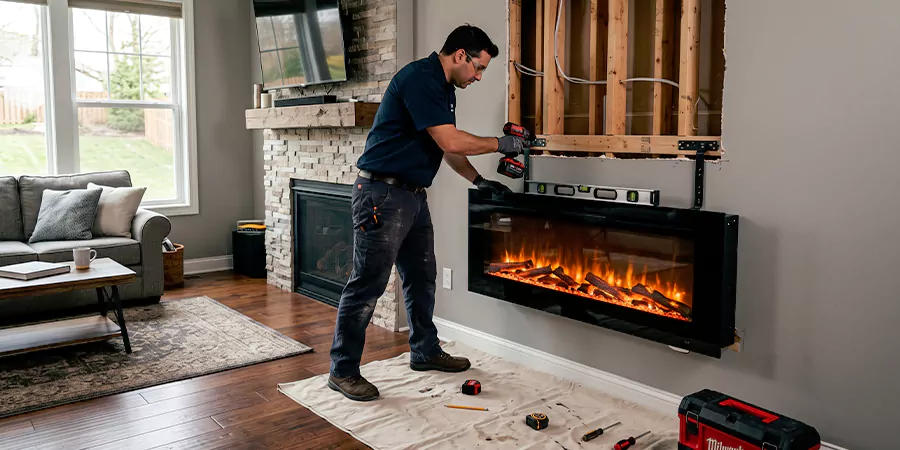 Fake Fireplace and Faux Insert Installation Kyle