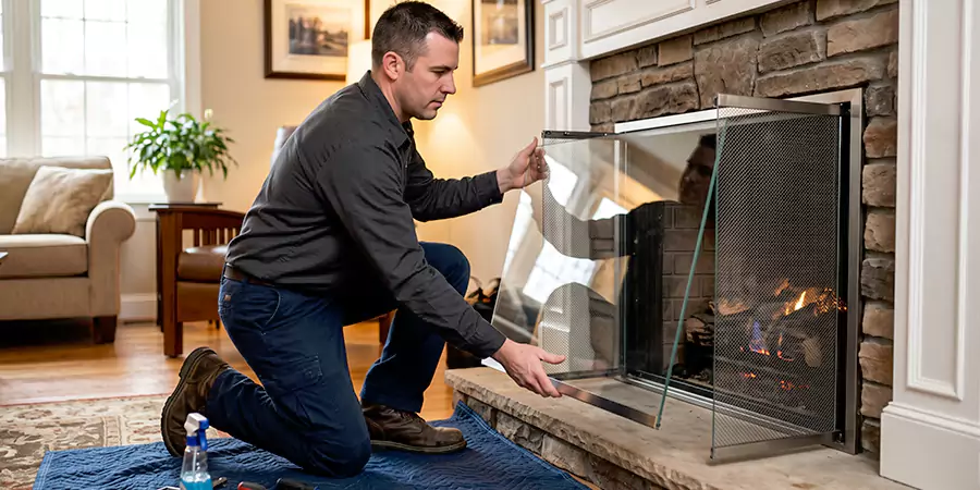 Fireplace Glass Panel and Screen Installation Kyle
