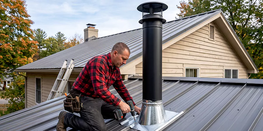 Stove Pipe Through Metal Wall or Roof Kyle
